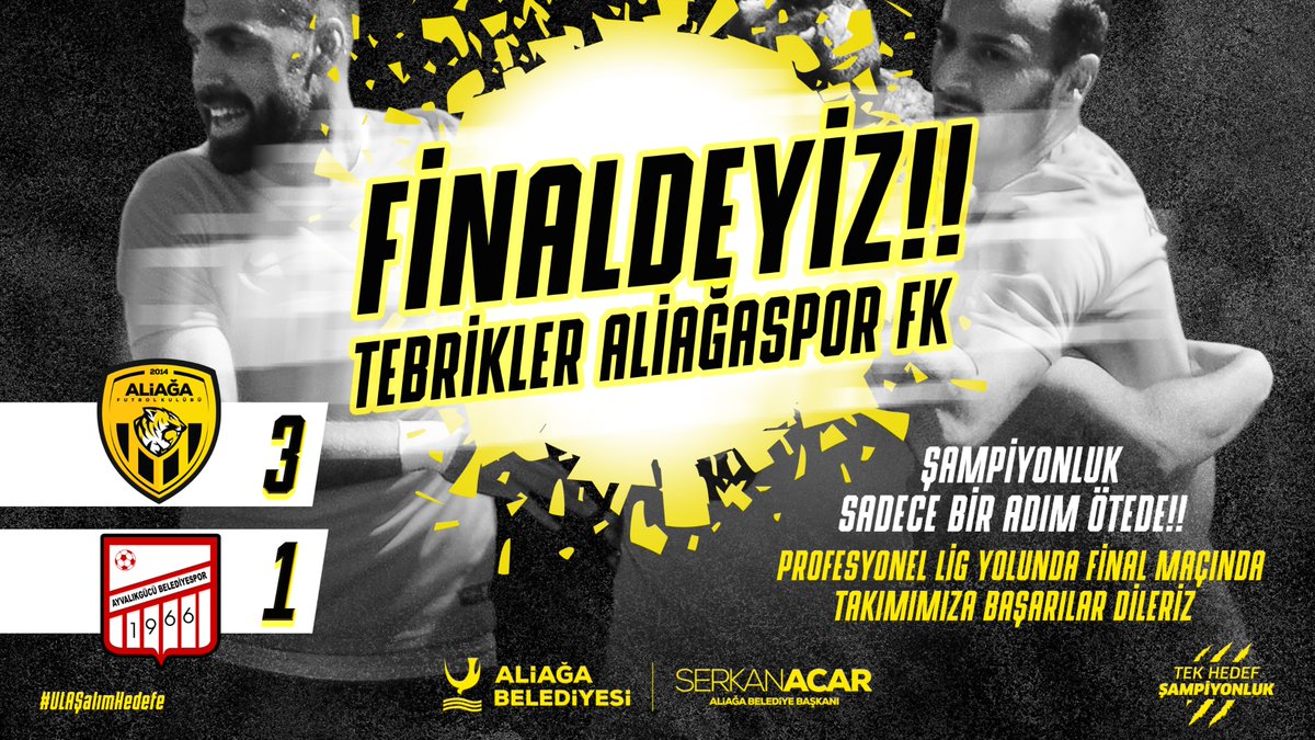 Aliağa Belediyesi (@aliagabld1952) on Twitter photo VEEEE FİNALDEYİZ... TEBRİKLER ALİAĞA FK!! TEŞEKKÜRLER ALİAĞA FK 🐅 💛🖤
<a href="/serkanacarizmir/">Serkan Acar</a> <a href="/AliagaFK2014/">Aliağa Futbol Kulübü</a>
#Aliağa #Aliağaspor #AliağaFK #SerkanAcar #ULAŞalımHedefe #İzmir VEEEE FİNALDEYİZ... TEBRİKLER ALİAĞA FK!! TEŞEKKÜRLER ALİAĞA FK 🐅 💛🖤
<a href="/serkanacarizmir/">Serkan Acar</a> <a href="/AliagaFK2014/">Aliağa Futbol Kulübü</a>
#Aliağa #Aliağaspor #AliağaFK #SerkanAcar #ULAŞalımHedefe #İzmir