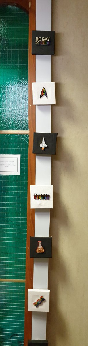 ChrisR005's tweet photo. Proudly displaying my @kickstarter rewards from @NerdyQueerStuff in my office/classroom. Thanks for these beautifully made pieces. https://t.co/OhTM08I9mO