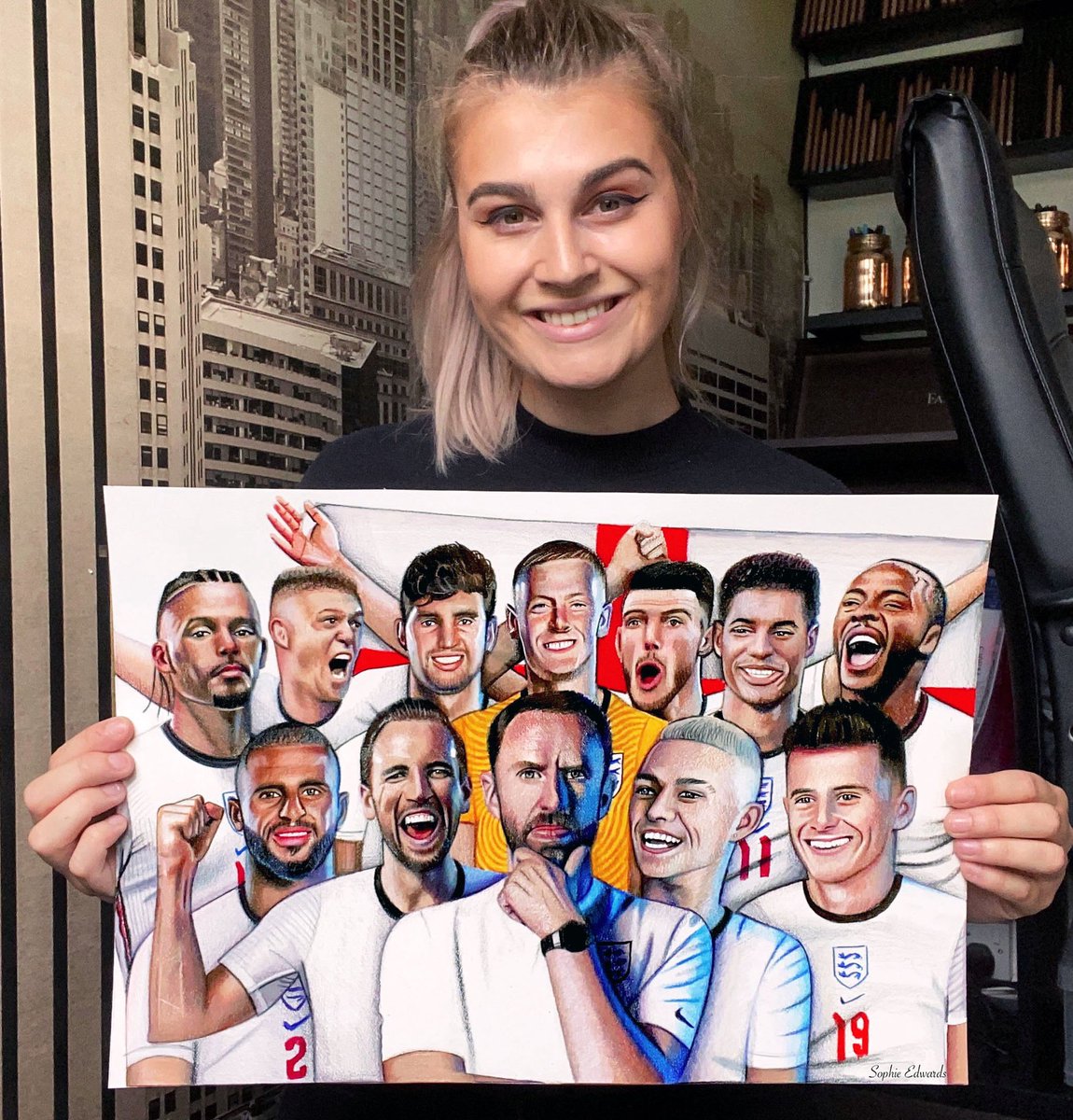 Drawing I did of the England Team 🏴󠁧󠁢󠁥󠁮󠁧󠁿⚽️✏️ please share 🙌🏻 <a href="/England/">England</a> #ENG #Euros2020 #Euros