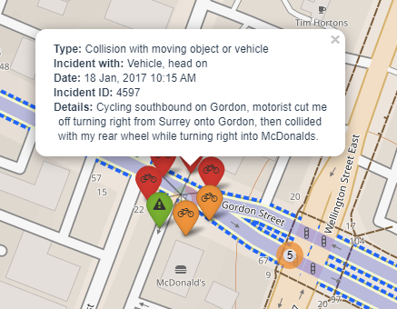 mcdonald_tru's tweet photo. Hello fellow cyclists of #Guelph Please feel free to add your incidents to https://t.co/BTNQopBvY6 #bikemaps especially if you had any injuries or damage! https://t.co/bSXn3mglnB