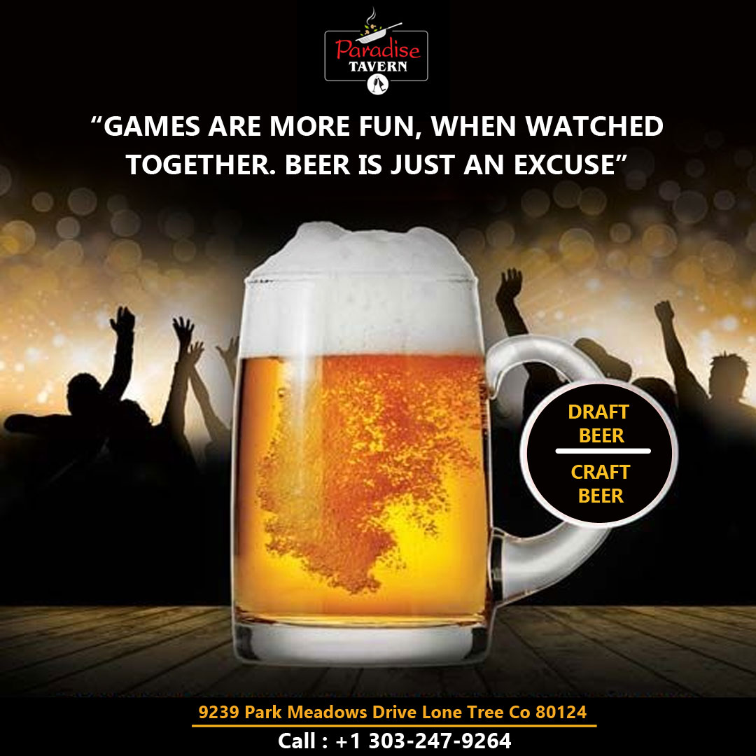 “Games are more fun, when watched together. Beer is just an excuse”🍻 

#SportsBar, #Happyhour, #Drinks, #Cocktails, #Shots, #Beer, #Tap, #DraftBeer, #CraftBeer, #Appetizers, #IndianBeer