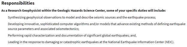 USGS_Quakes's tweet photo. Work with us! Job opportunity for a Research Geophysicist in Golden, Colorado specializing in seismic sources and algorithm development at the USGS National Earthquake Information Center. https://t.co/vQS6lSSD9k https://t.co/ae0ADBdmyK