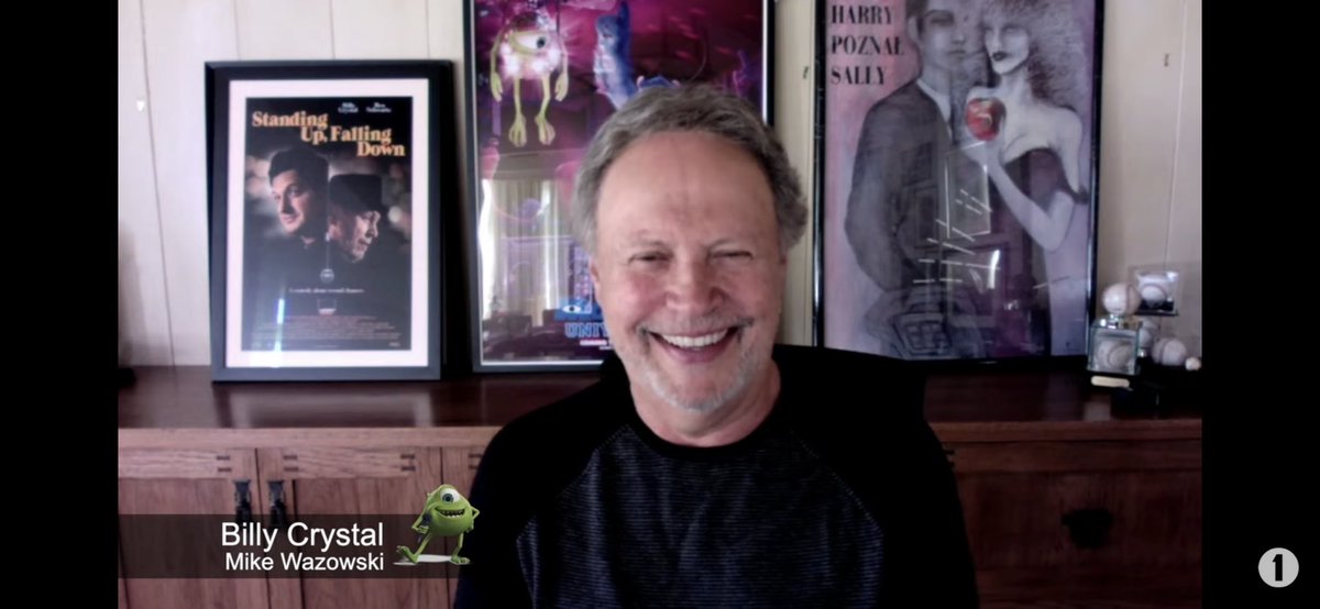 SalMarra927's tweet photo. I LOVE that @BillyCrystal has a poster of the movie he did with @rejectedjokes #StandingUpFallingDown in the background during this interview with @AliPlumb of @BBCR1 promoting #MonstersAtWork 👍👍 https://t.co/EvoPnmUkJI