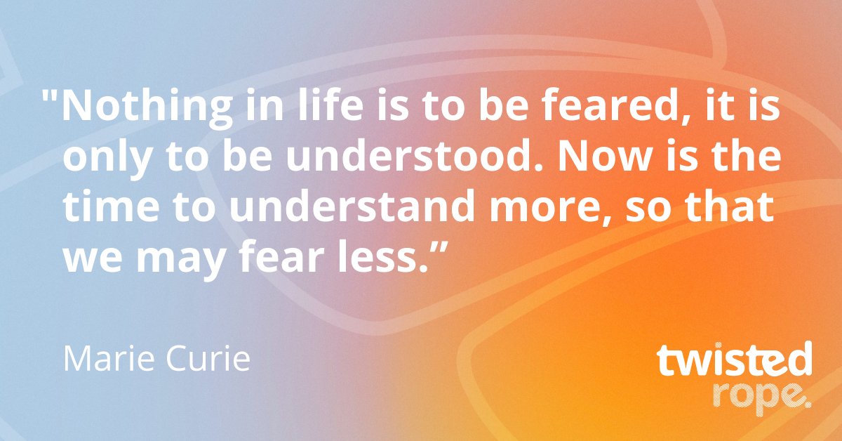 This week's #TwistedQuotes 1 of 3
"Nothing in life is to be feared, it is only to be understood. Now is the time to #understand more, so that we may fear less."
– Marie Curie (buff.ly/2pHwJ02) selected by Hannah Kelley #WomenOfInfluence