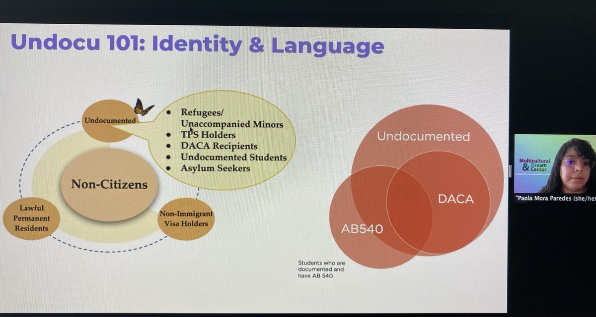 lara_brady's tweet photo. Undocu 101: Identity and Language. Great presentation from the Multicultural & Dream Center by #PaolaMoraParedes #SummerLearningInstitute #SLI21 https://t.co/1bYjjrspXv