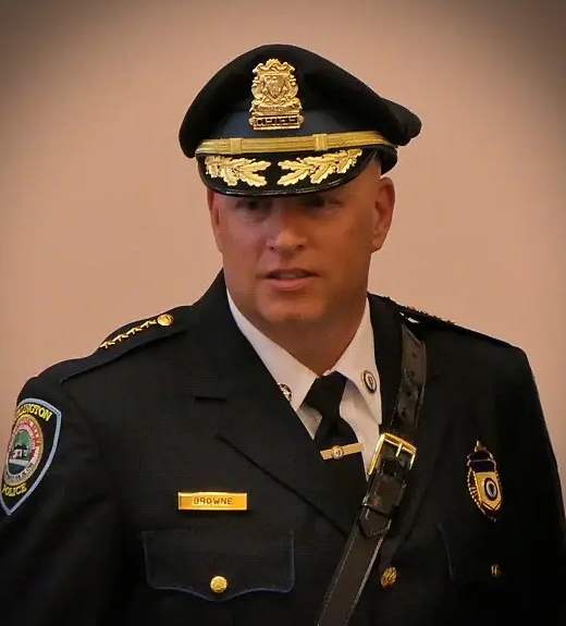 LPA2021's tweet photo. Congratulations to @burlingtonpd Chief Browne for his recent promotion. Chief Browne is an asset to the LPA and is a huge proponent of quality training throughout the commonwealth. Thank you! https://t.co/rFHIj5SA1N