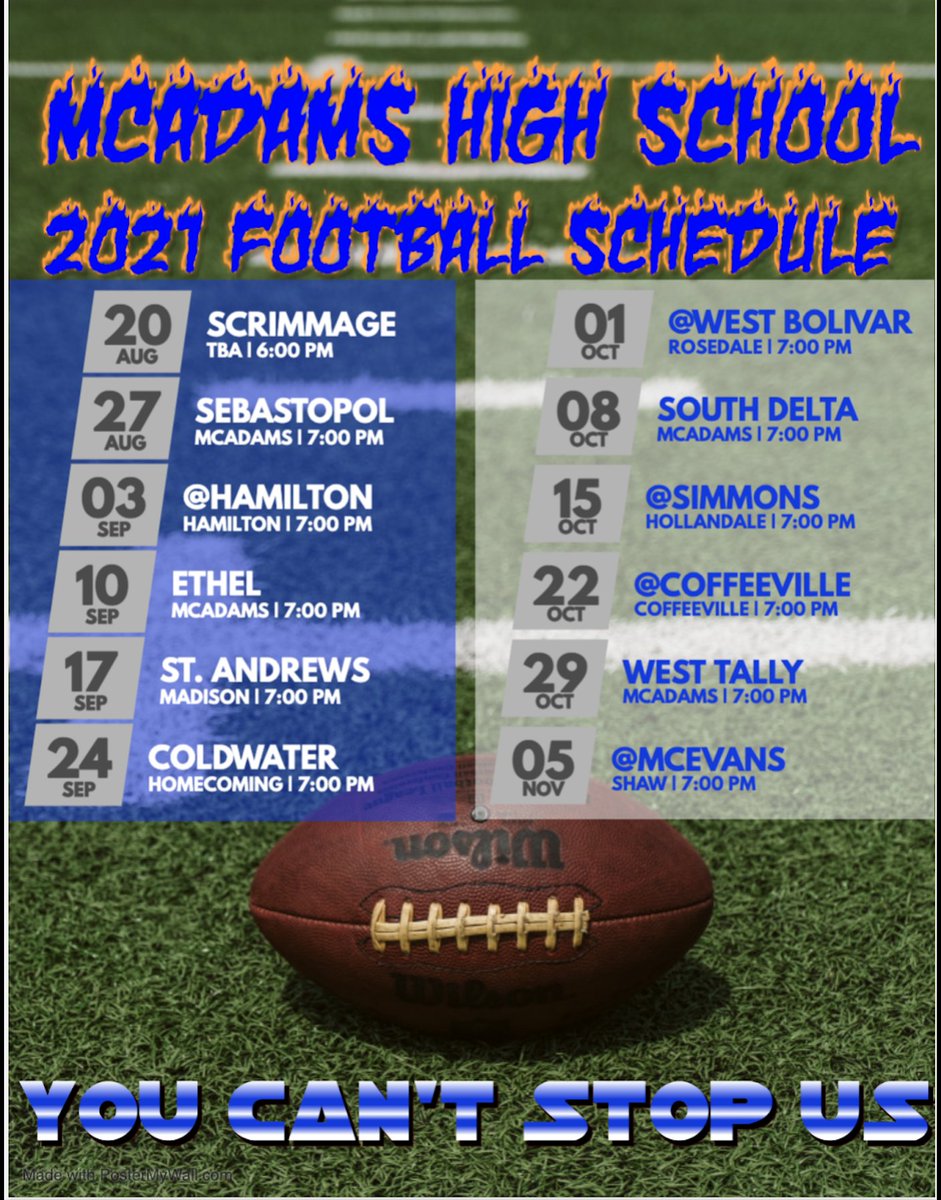 McAdamsBulldogs's tweet photo. Here are the 2021 Fall sports schedules for our BULLDOGS! #WEAREMCADAMS #FEARTHEDOGS🐶 #BULLDOGSSTRONG https://t.co/Ff4RSDLJgi