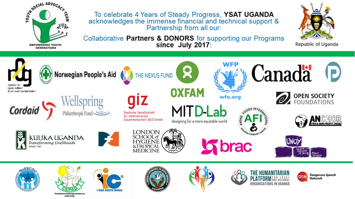 youth_sat's tweet photo. Celebrating #4years of steady progress/Reflecting on our Refugee Response in #Uganda. Keep supporting Refugee led Organizations @WFP_Africa @NPASouthSudan @intertwilight @giz_gmbh @OxfaminUganda @CanHCKenya @UNOCHA_ROSEA @PeaceTechLab @CordaidUganda @oxfamibis @YSAT_SS @JalRuot https://t.co/z6rDEPX5Hw