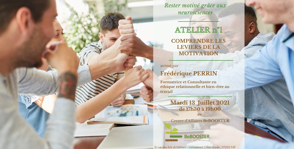 *  ATELIER
"COMPRENDRE LES LEVIERS DE LA MOTIVATION"
weezevent.com/atelier-compre…

Avec Frédérique PERRIN,
Formatrice et Consultante en éthique relationnelle

Rester motivé grâce aux Neurosciences:
Comprendre son style de mentalité et mettre en place des routines positives...