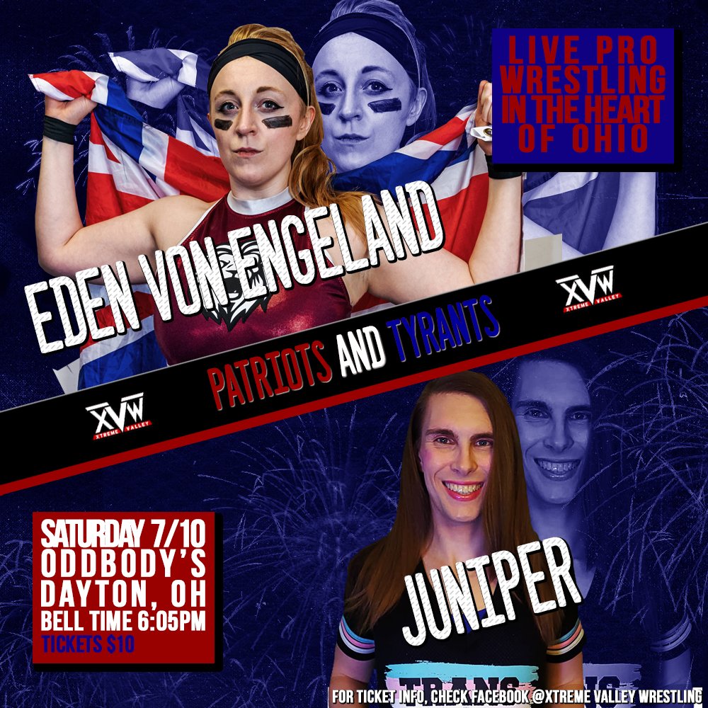 *GRUDGE MATCH*

"The Vaporwave Vixen" @MsBigKickEnergy looks for revenge against XVW Ladies Champion @eden_v_e! Without the title on the line, what tactics will The Hockey Hitman resort to?

Tickets: eventbrite.com/e/xvw-patriots…