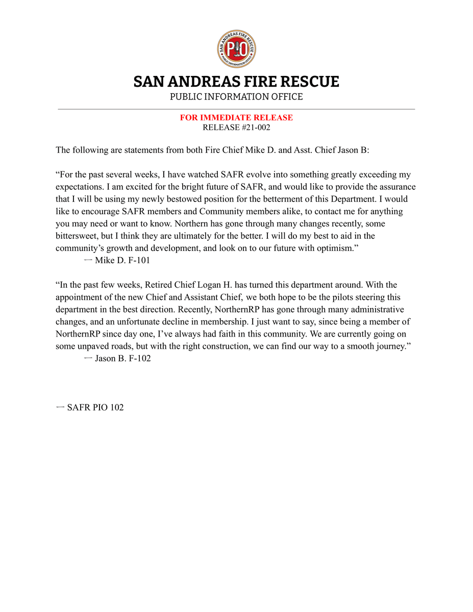 San Andreas Fire Rescue tweet media