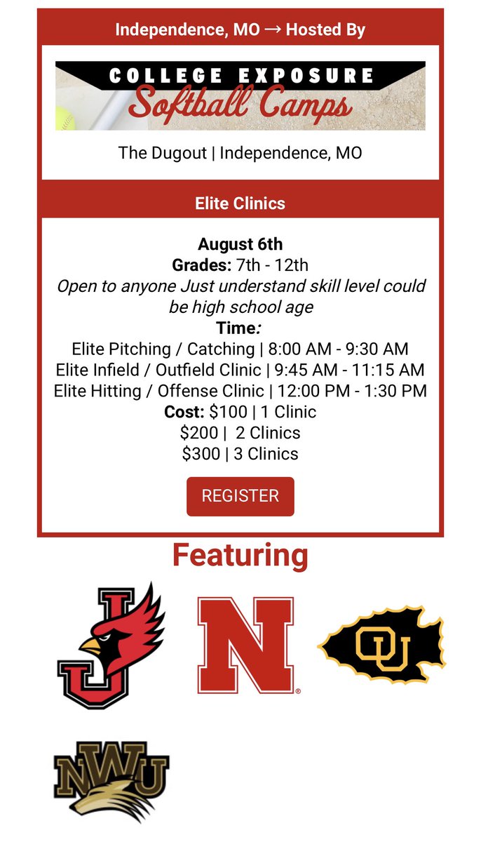 College Exposure Softball Camps tweet media