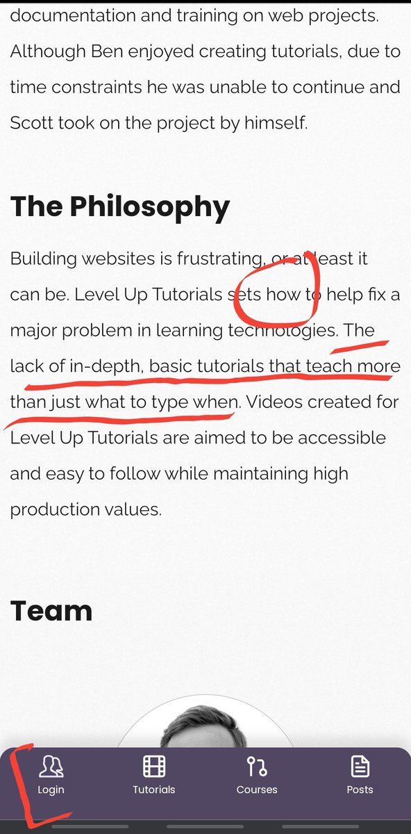ndom91's tweet image. @stolinski was browsing leveluptuts after today's #syntaxfm episode, and had some feedback as well 😅. The wording in these two sentences is a bit strange and checkout the padding in the bottom menu bar. Otherwise great stuff, keep it up guys!