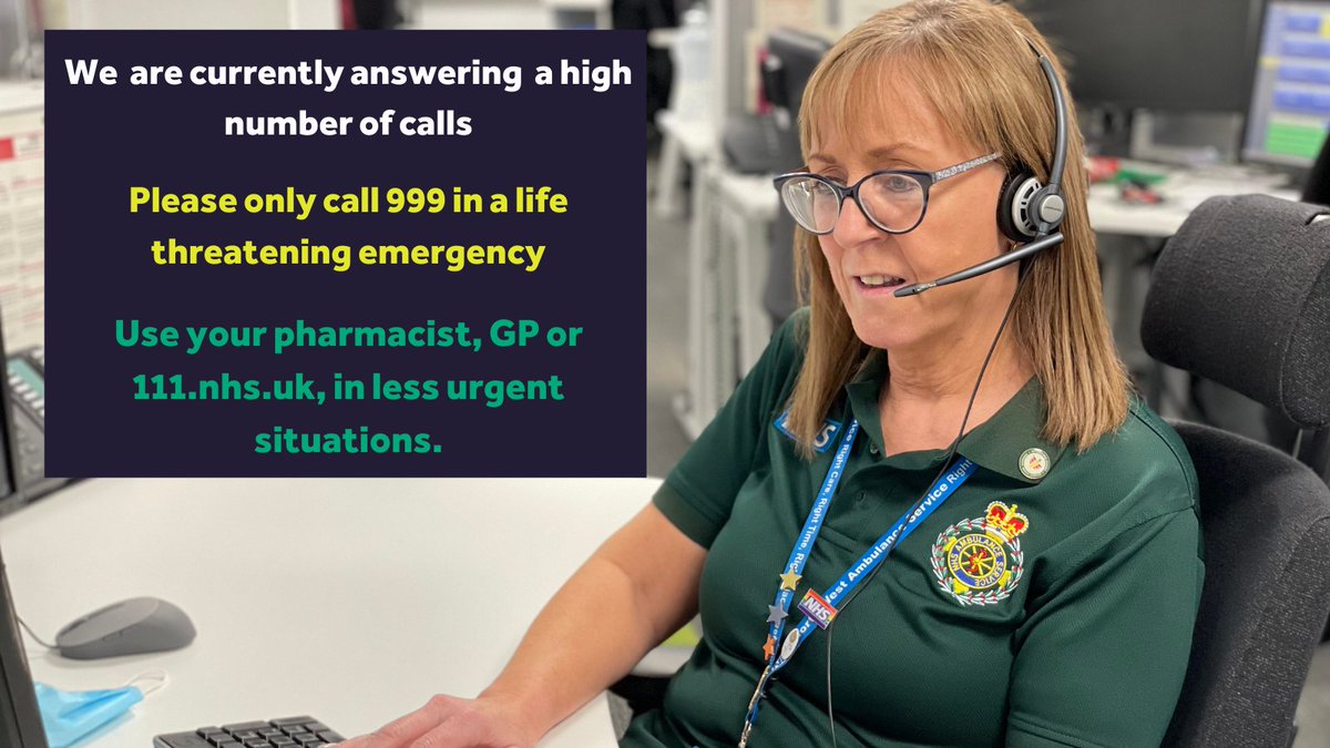 We're currently dealing with a high number incidents, if you no longer need an ambulance, please ensure you let us know.