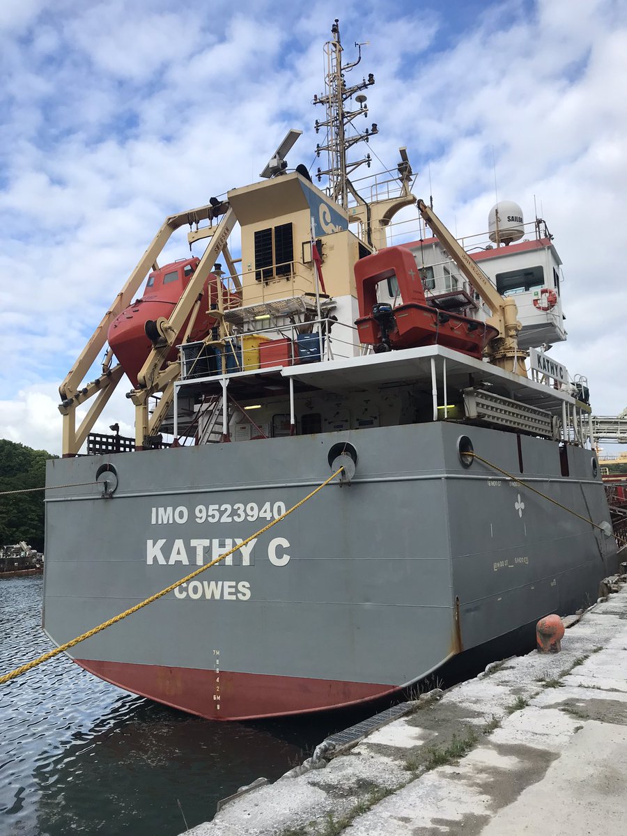 Regular MV Kathy C happy to be in after a few days at anchor outside <a href="/FoweyDocks/">Mission to Seafarers</a> Mifi very welcome ty to <a href="/MNWBUK/">Merchant Navy Welfare Board</a>