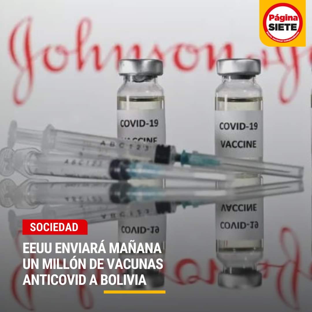 amilcarbarral's tweet photo. El Gobierno de EEUU🇺🇸 enviará mañana un millón de vacunas anticovid a Bolivia, un lote de Johnson &amp; Johnson que llegará en calidad de donación.
DONACION que quede claro. No hay que pagar, ni en moneda, ni en prestaciones. menos alabar a ningún partido dictatorial. https://t.co/7J0sAij1I1