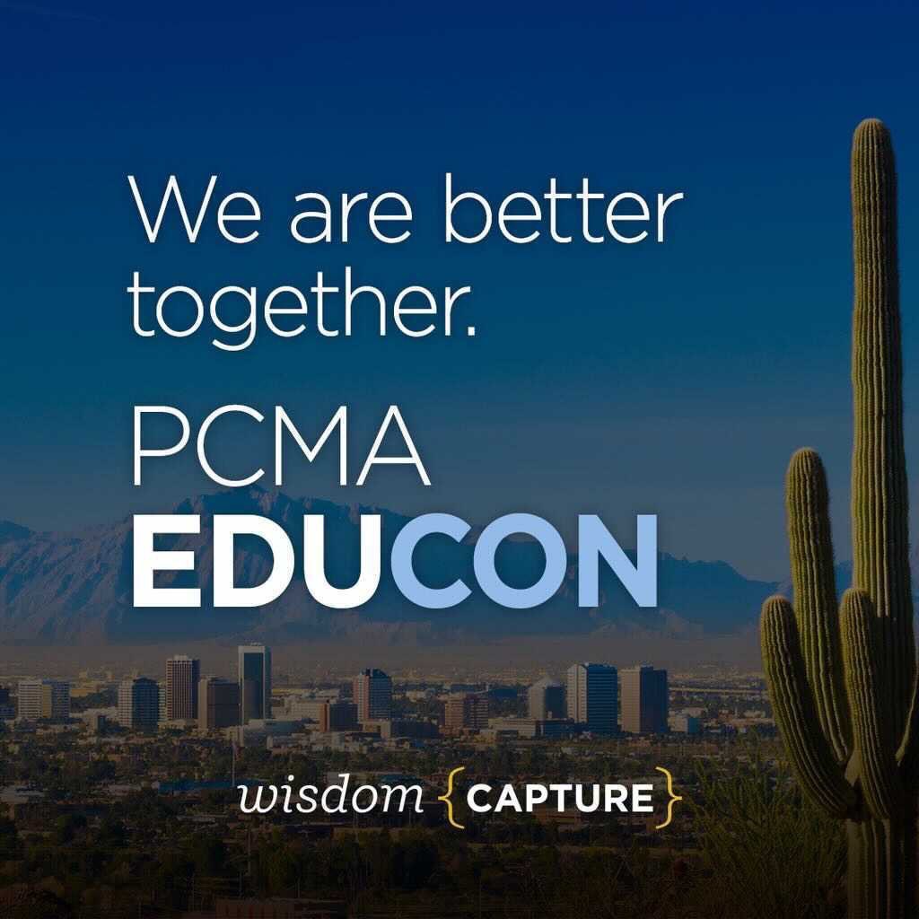 wisdomcapture's tweet photo. Looking forward to seeing you in person! Stop by Desert Suite 7 for a Visionary Award experience, or reach out and let us know where we can find you. Thank you PCMA for your trust and partnership. #wearebettertogether #educon2021 https://t.co/4W8vPQ4CEt
