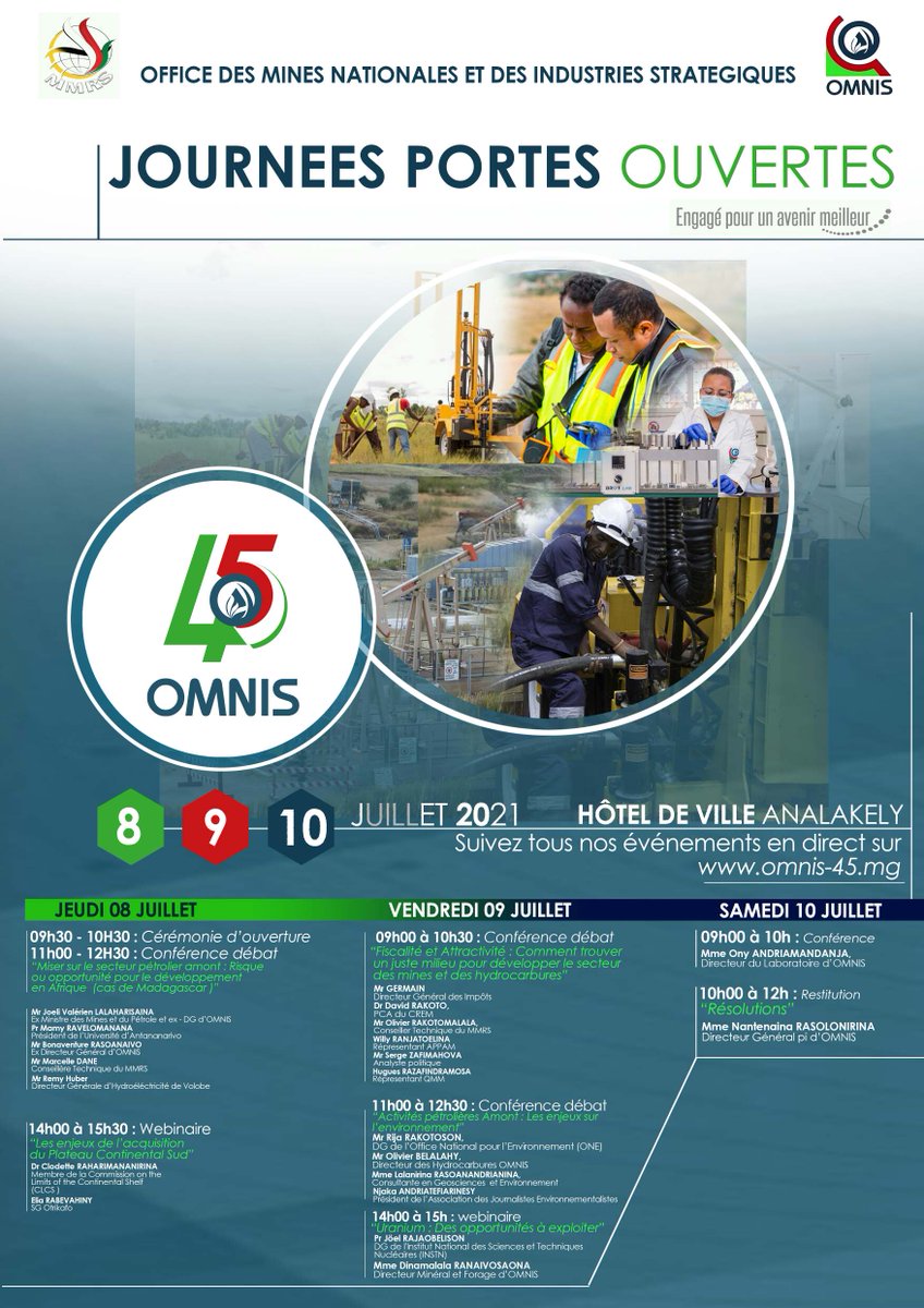Diverses manifestations à suivre en direct via omnis-45.mg et sur lnkd.in/d3Zeiic. #Mines #Pétrole #OMNIS #Madagascar