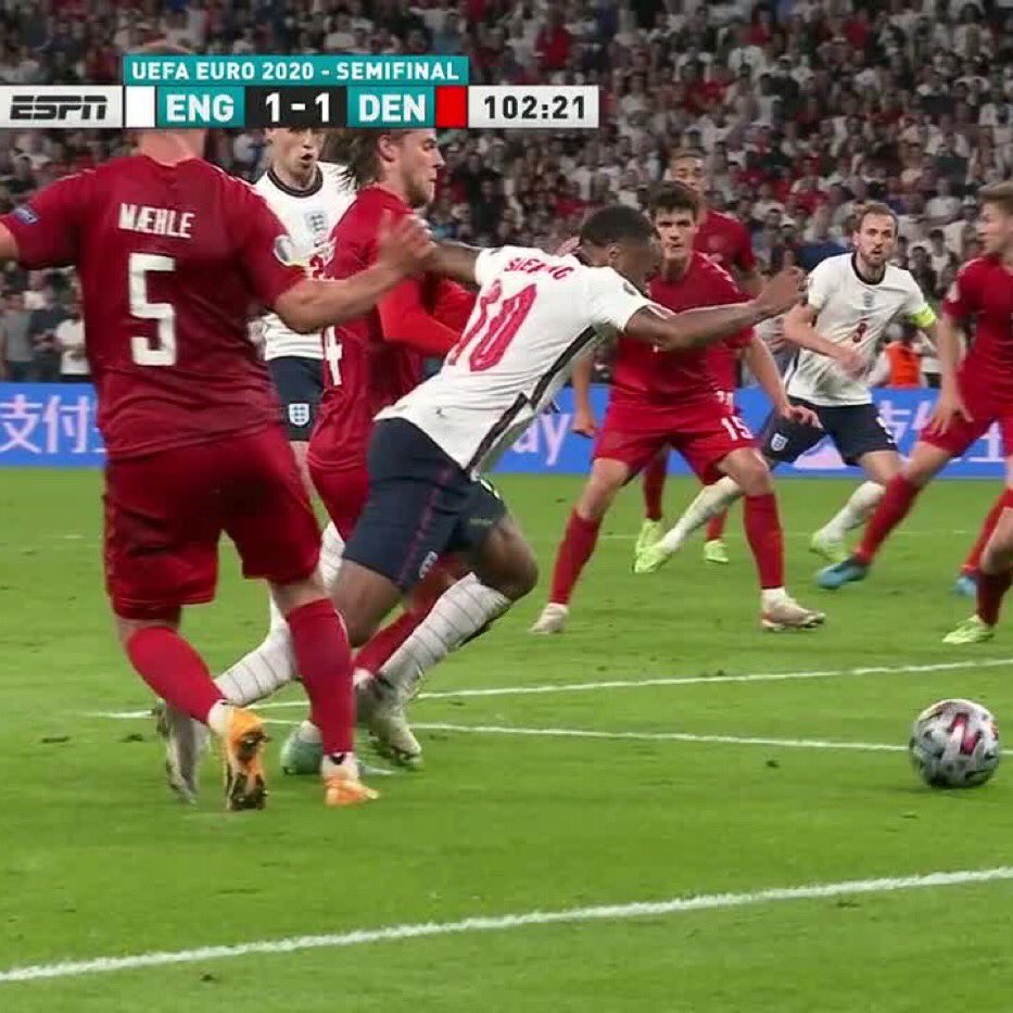 Not a penalty at all. Sterling looks like he should be on a 10m springboard in Tokyo. #EURO2020 