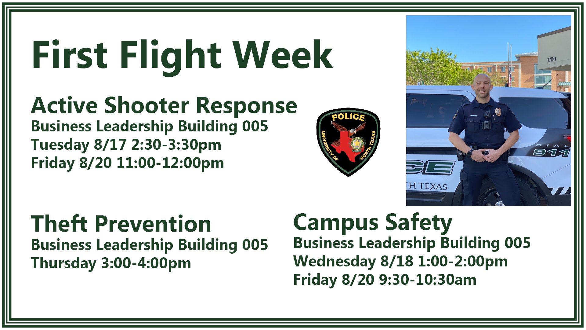 UNT Police Dept. on Twitter "One of our favorite weeks. First Flight