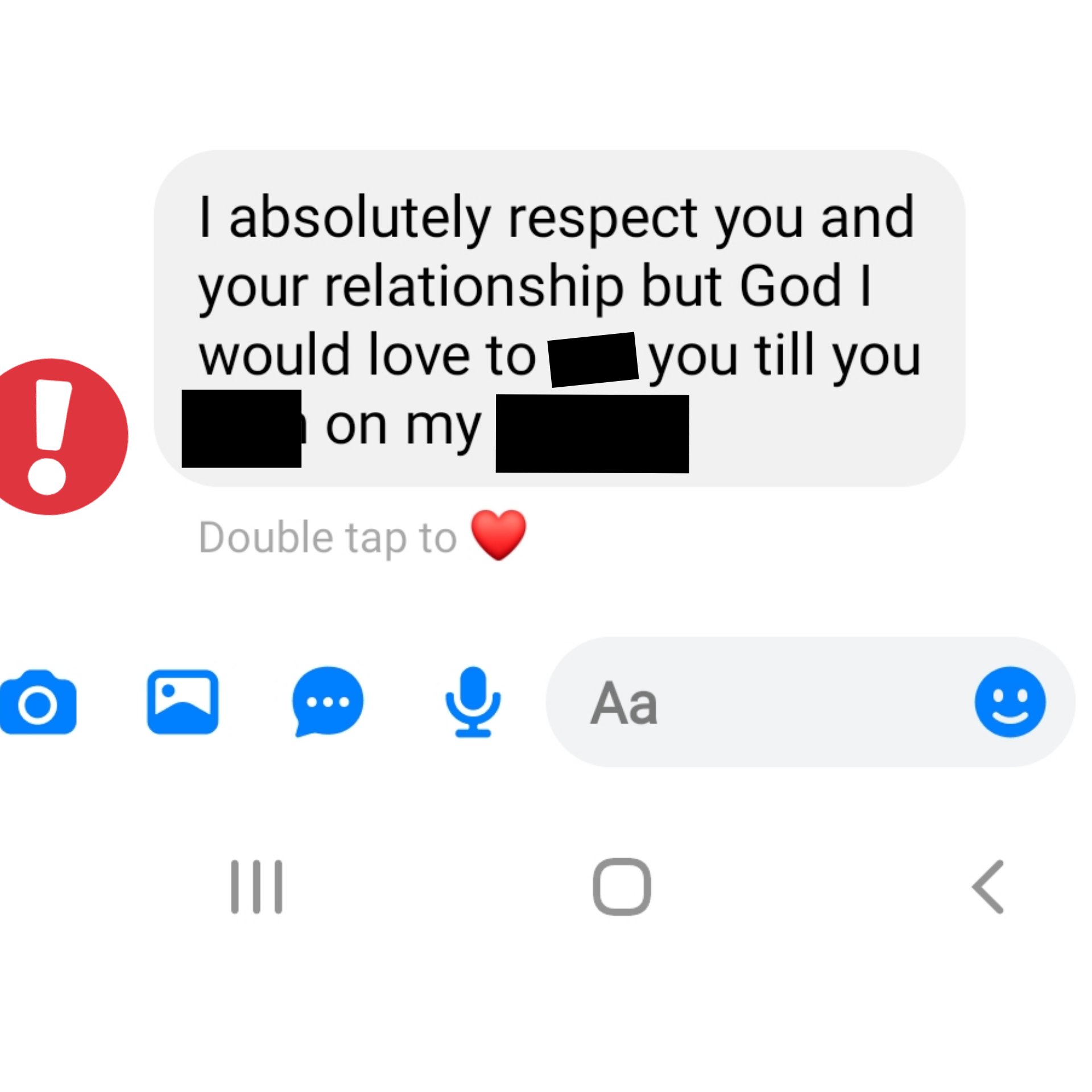 Unfriendly reminder: DO NOT EVER SEND ME A MESSAGE LIKE THIS. None of my content gives the impression I welcome DMs like this. You're allowed to think whatever you want abt me inside your own head secretly. But the moment you tell me about it you're violating my consent. https://t.co/7JRVoQ2ODX