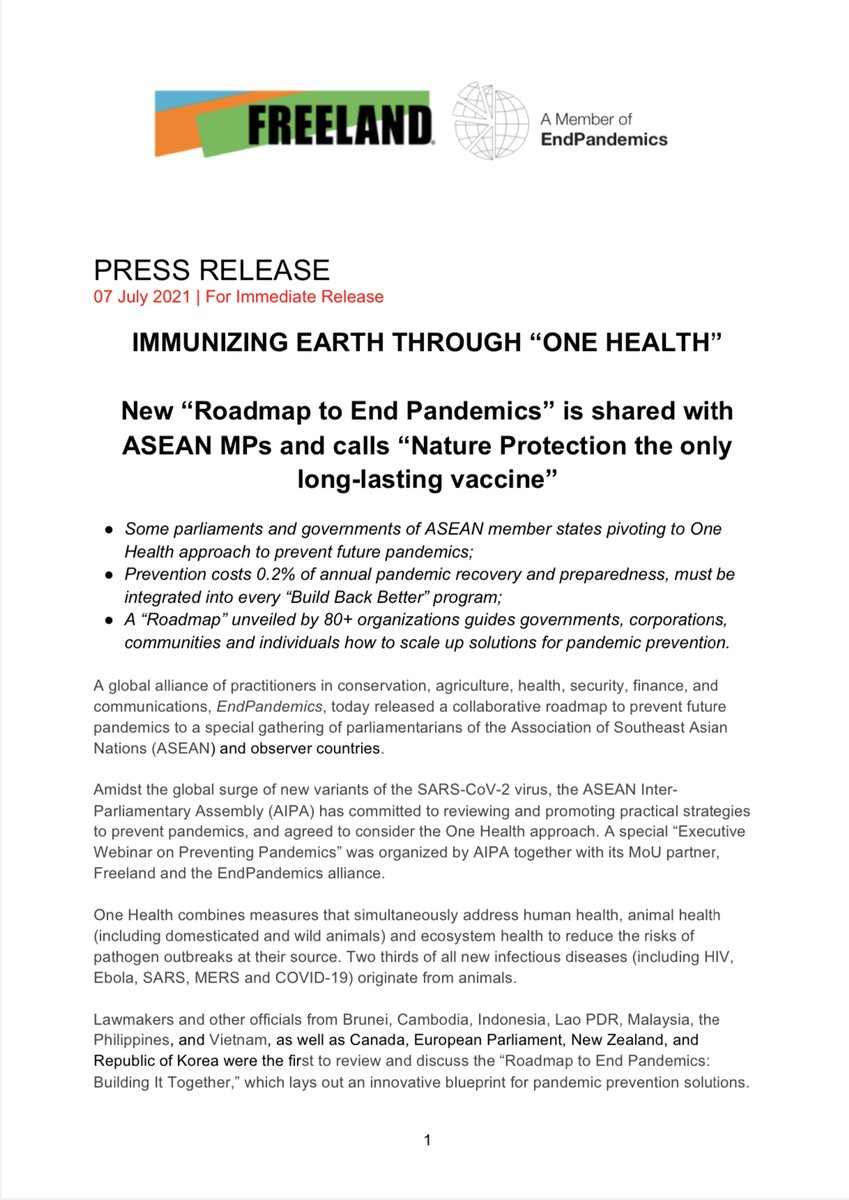 FREELANDglobal's tweet photo. Immunising Earth:Today sees the launch of the Roadmap to End Pandemics, a simple guide for individuals, businesses and governments to prevent the next pandemic @endpandemics #onehealth #endpandemics #stoppandemics #endpandemicsroadmap #longlastingvaccine
https://t.co/22FL8E8q5F https://t.co/8FwcE0I34z