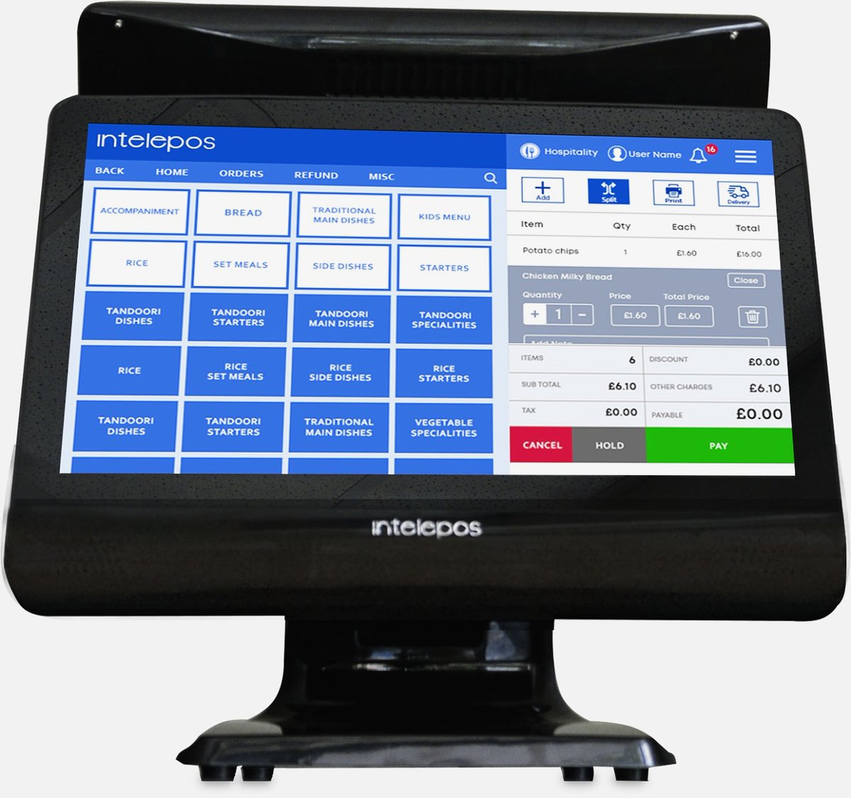Restaurant / Takeaway management system point of sale system. Comprehensive #epos solution. Take orders online orders and manage from one system. Visit intelepos.com