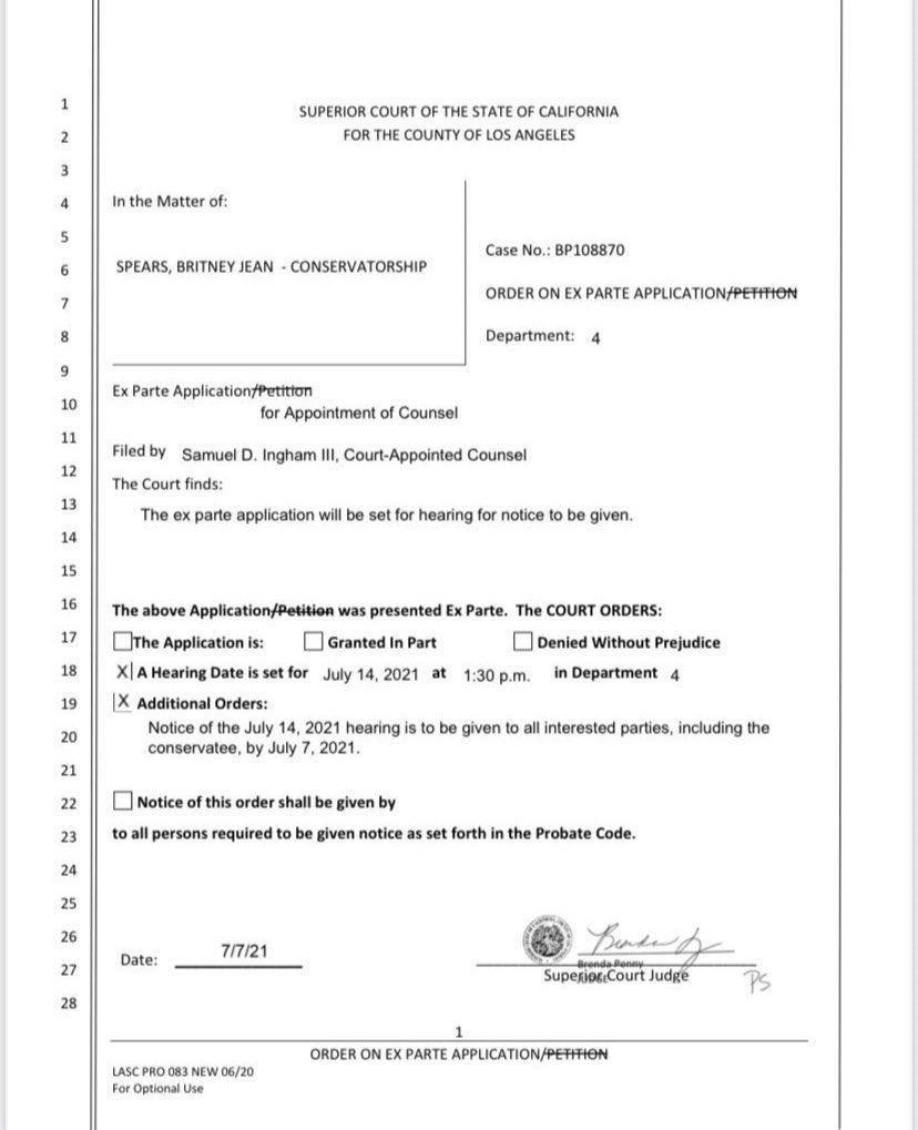 TheSpearsRoom's tweet photo. Judge Penny wants Britney at the July 14th hearing! #FreeBritney https://t.co/hjrgi0txeZ