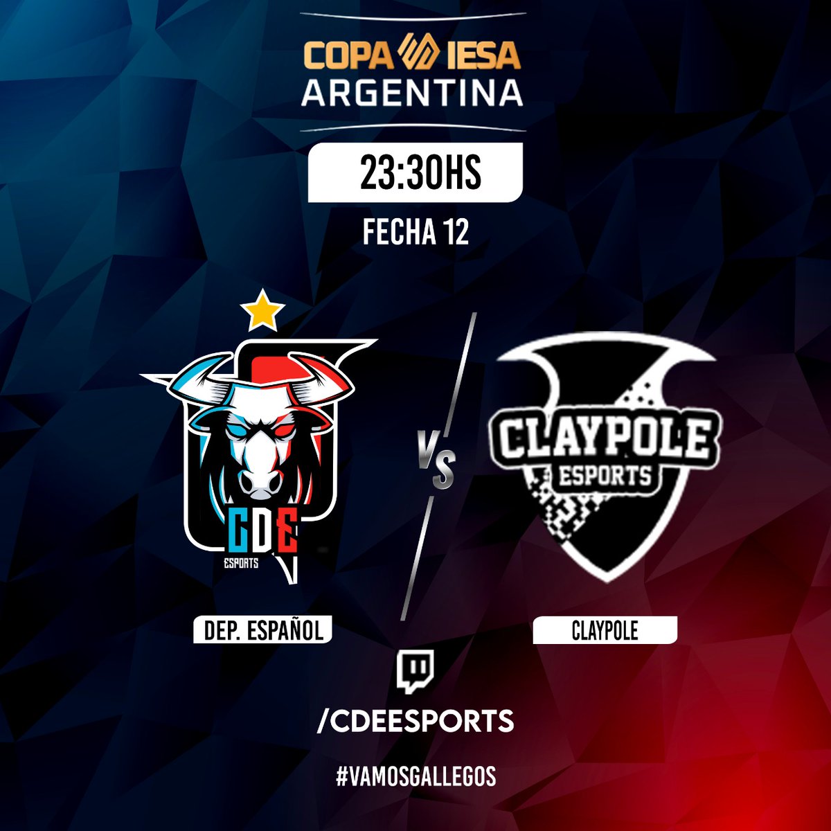 🏆 ¡Copa Argentina! 🇦🇷

Fecha 11 vs <a href="/ClubAmbosMundos/">Club Ambos Mundos 🇮🇹</a>
Fecha 12 vs @CAClaypoleeS

23hs. 🖥 twitch.tv/cdeesports

#VamosGallegos 🇪🇸