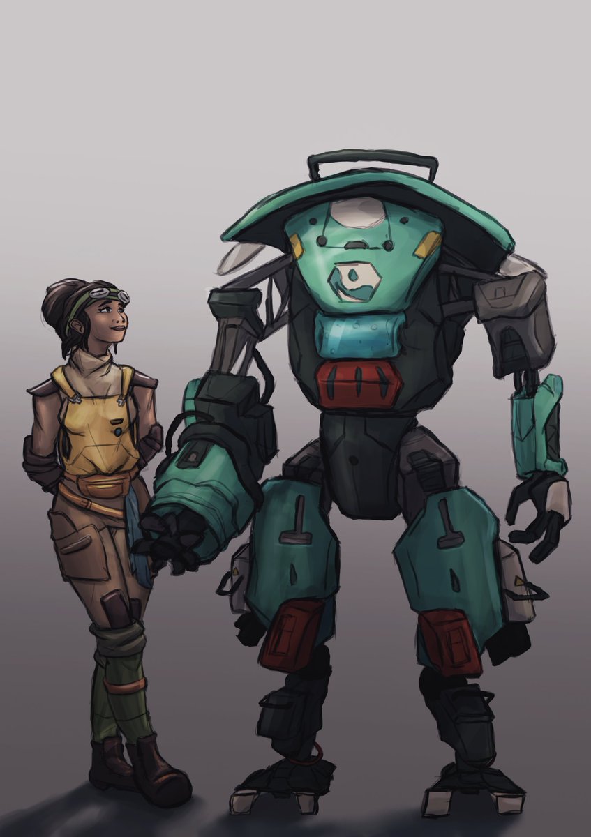Typeh_pie's tweet photo. I'v been playing The Outer Worlds a while and these two are always my company, love the interactions and the dialogues, so I decided to make a drawing of them! #artpostor #Outerworlds https://t.co/2GgN66yAFm