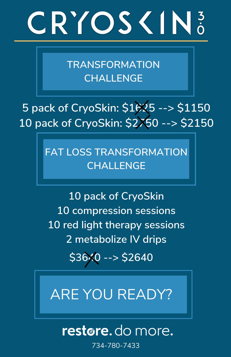 Two of the biggest deals yet and yes, it includes your favorite, CryoSkin Slimming/Toning! 

$100s of dollars in savings on services you already love! 

Make sure to book your appointments now, because we are about to get busy losing inches. Our estheticians are ready to work!