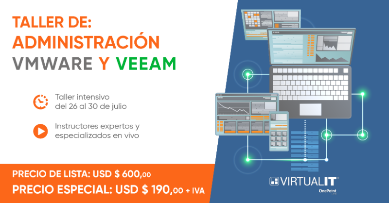 ecVirtualIT's tweet photo. ¡Inscríbete ahora!
Potencia tus habilidades para administrar plataformas VMWare y Veeam de la mano de expertos garantizados por VirtualIT.
En este taller aprenderás a manejar de forma autónoma la infraestructura virtual de tu empresa con nuestras actuales y mejores prácticas.