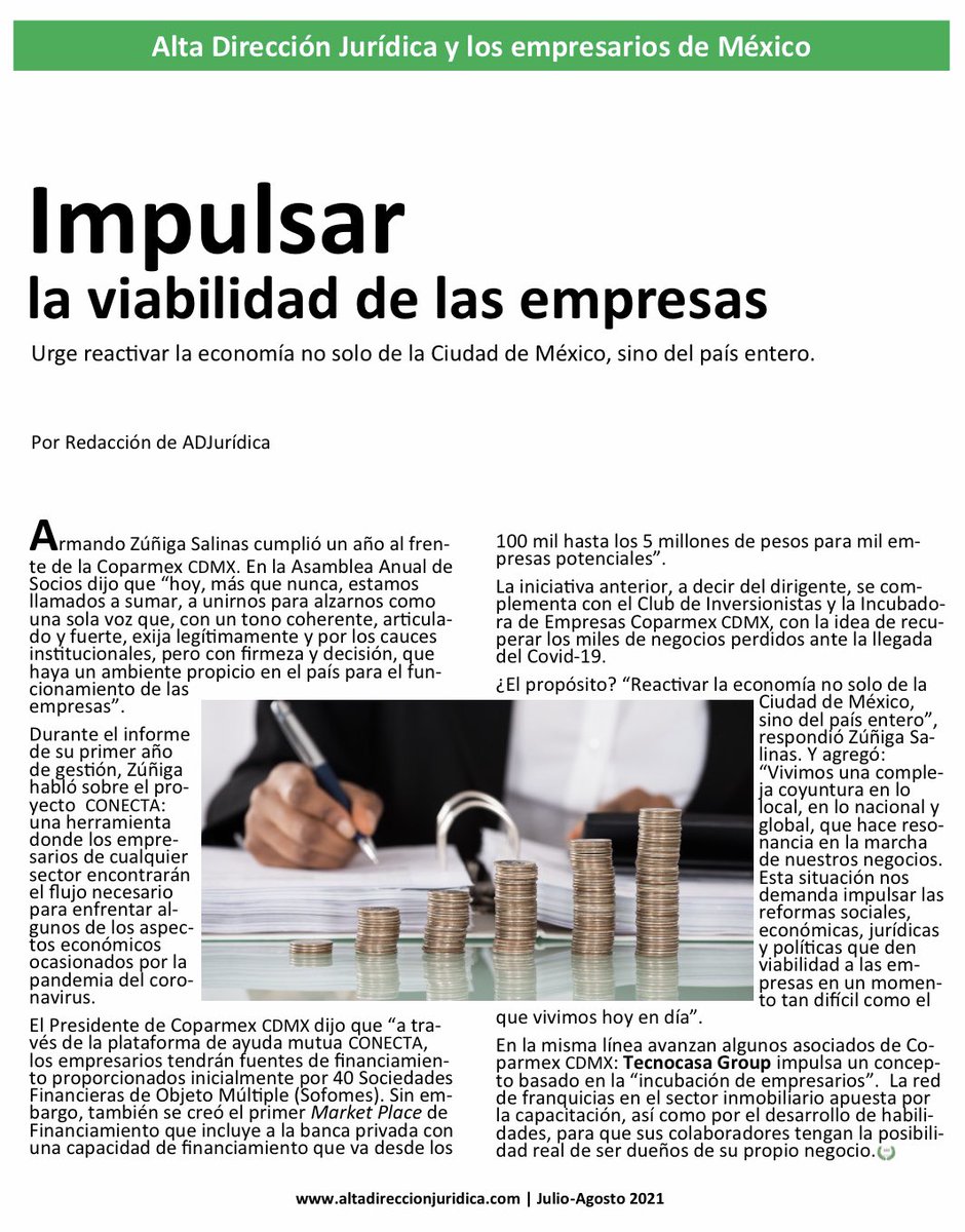 AltaDirJuri's tweet photo. #ADJurídica
COYUNTURA COMPLEJA. 🧐@Armando_ZunigaS, Presidente de @Coparmex_CDMX, apuesta por la unión de esfuerzos y por el financiamiento para reactivar la economía y el flujo de las empresas.

👨🏻‍💻👩🏻‍💻 Los socios de #CoparmexCDMX serán la clave en el proceso de recuperación. https://t.co/bN04TiSqiz