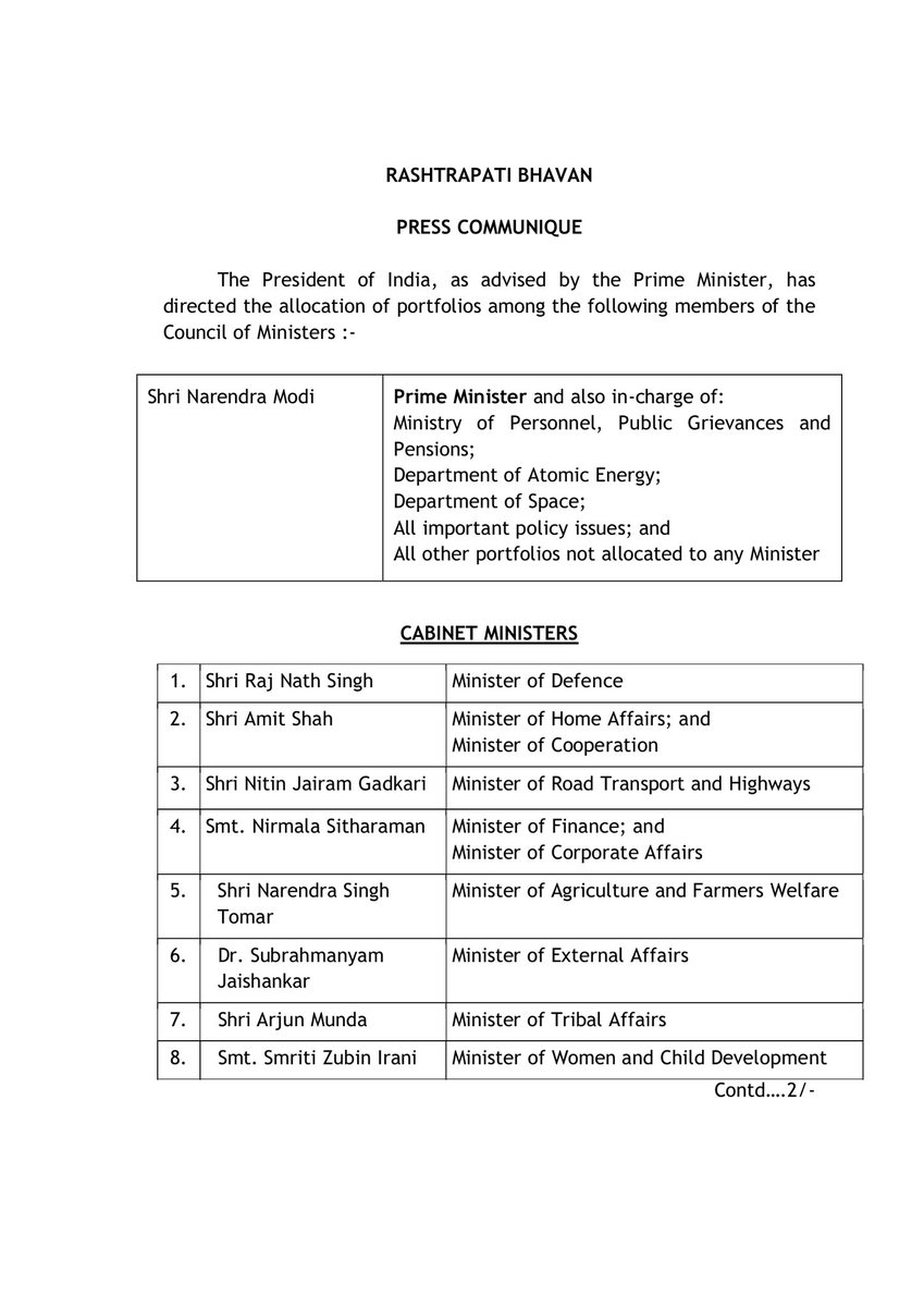 LexTemplum's tweet photo. President allocates portfolios among members of Union Council of Ministers.

#CabinetExpansion2021 #CabinetReshuffle #UnionCabinetExpansion #Govt4Growth https://t.co/wIHUq8xLQ8