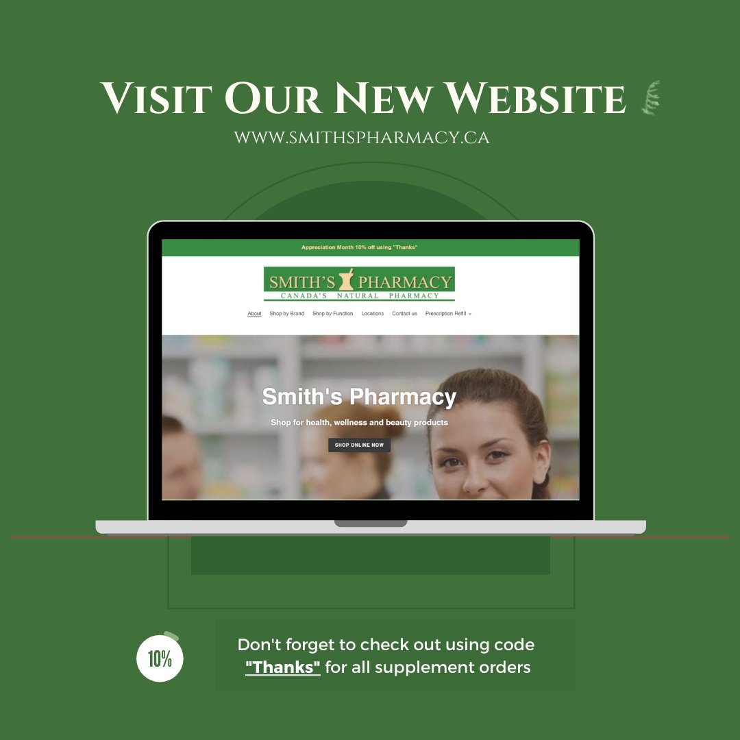smithspharmacy_'s tweet photo. We are back! Thank you for being part of the Smith's Pharmacy community. We are excited to share all the updates with you! 
Don't forget to check out our new website and receive 10% off for all supplement orders using code "Thanks" 
https://t.co/wpSck5e3DW https://t.co/9dzE8vRgjy