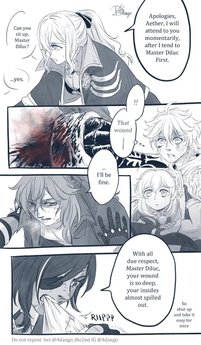 Voices in Ice and Snow
[Part 24/?]
CW: BLOOD

Diluc: I'm fine
Kaeya: but you're not????

#GenshinImpact #原神 