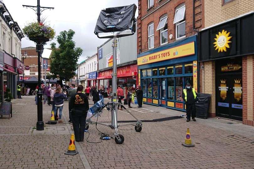 HughLaurious's tweet photo. Sets at 2 different locations in #Surrey The #GamesShop was transformed in2 #RigbysToys #WellingtonSt Filming crew also using #TheEmpire, #HimalayanSpicce #HighStreet #PhilipSimpson(local resident) took these fotos 2 show restaurant transformed in2 a 30's dining room #HughLaurie https://t.co/M456oHaDKM