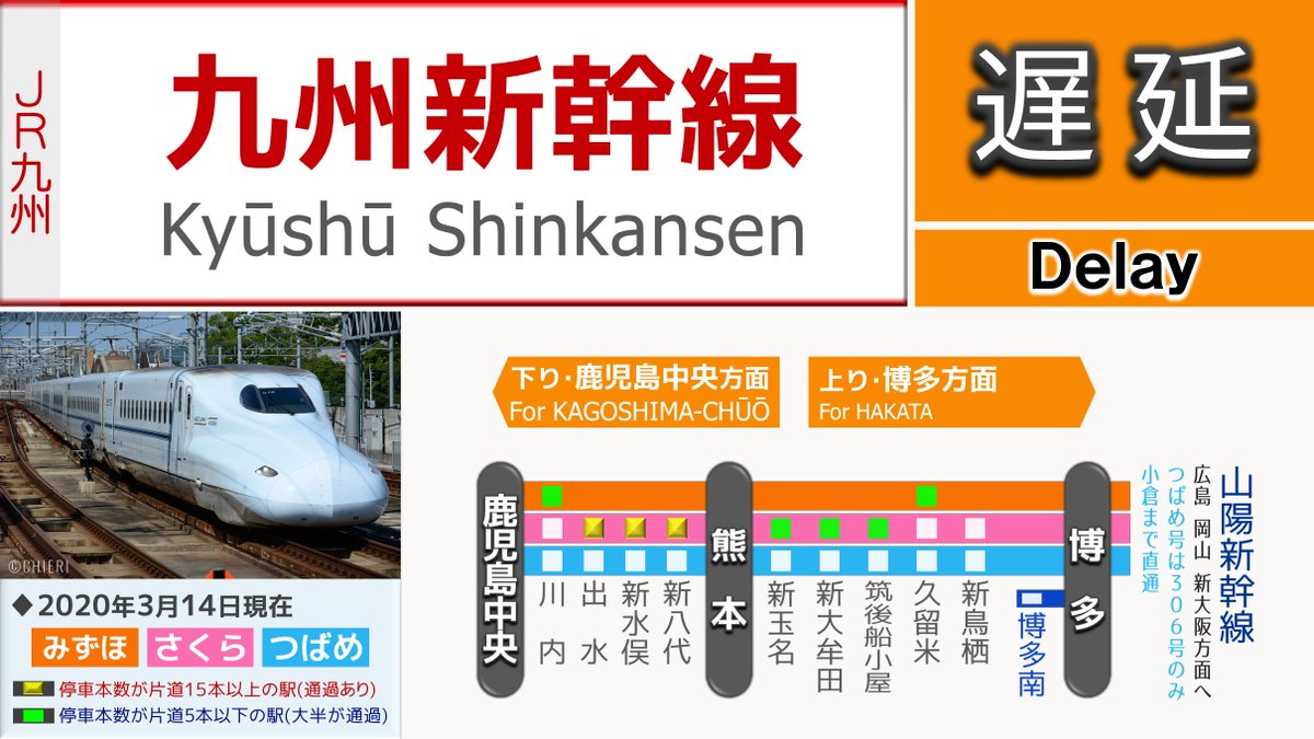 九州新幹線 遅延に関する今日 現在 リアルタイム最新情報 ナウティス