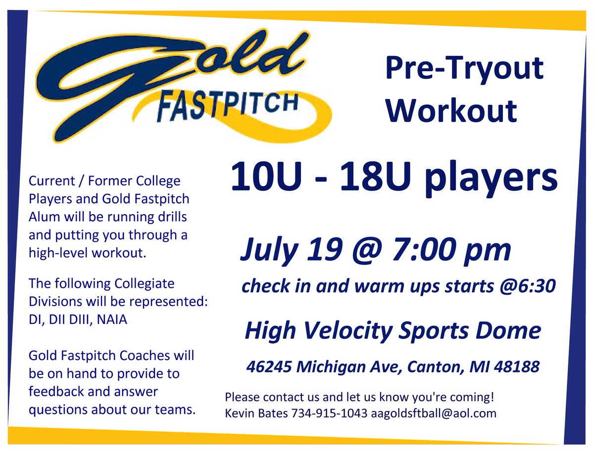 Gold_Fastpitch's tweet photo. Want to know more about Gold Fastpitch? Come to our pre-tryout and see! #goldfp4life
Please pre-register with this link: https://t.co/vuCcgLZMV8 https://t.co/014pEUXxir