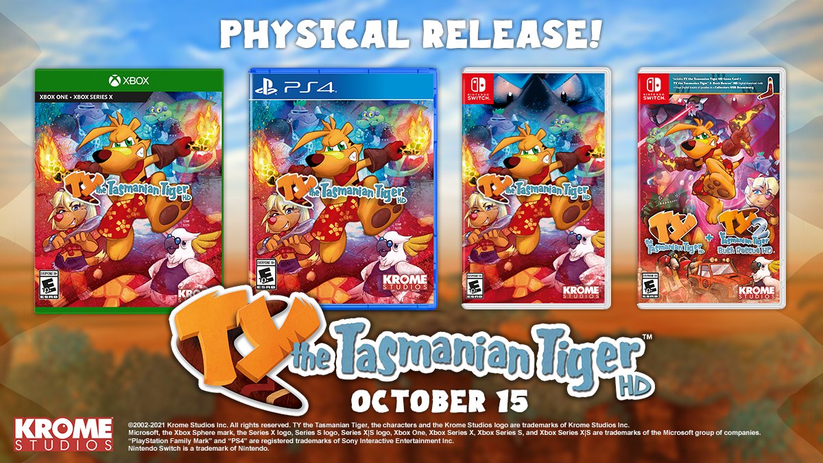 Announcement - TY the Tasmanian Tiger HD is getting a physical release on October 15th 2021.