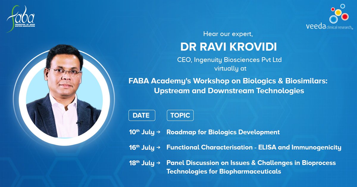 veedacr's tweet image. Want to get a detailed understanding of the development and processing of #biologics and #biosimilars? Join our expert Dr Ravi Krovidi virtually as he talks about #BiologicsDevelopment and Functional Characterisation among other things.

Register - bit.ly/36jAYEI

#Veeda