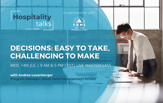 Life is about making decisions. Do you know what the cost of making the wrong decision is? Join our next #Masterclass and learn how to improve your decision-making process. On 14/07 at 9 AM bit.ly/3wo6V9l and 5 PM bit.ly/3wo6T1d #webinarsession #hospitality