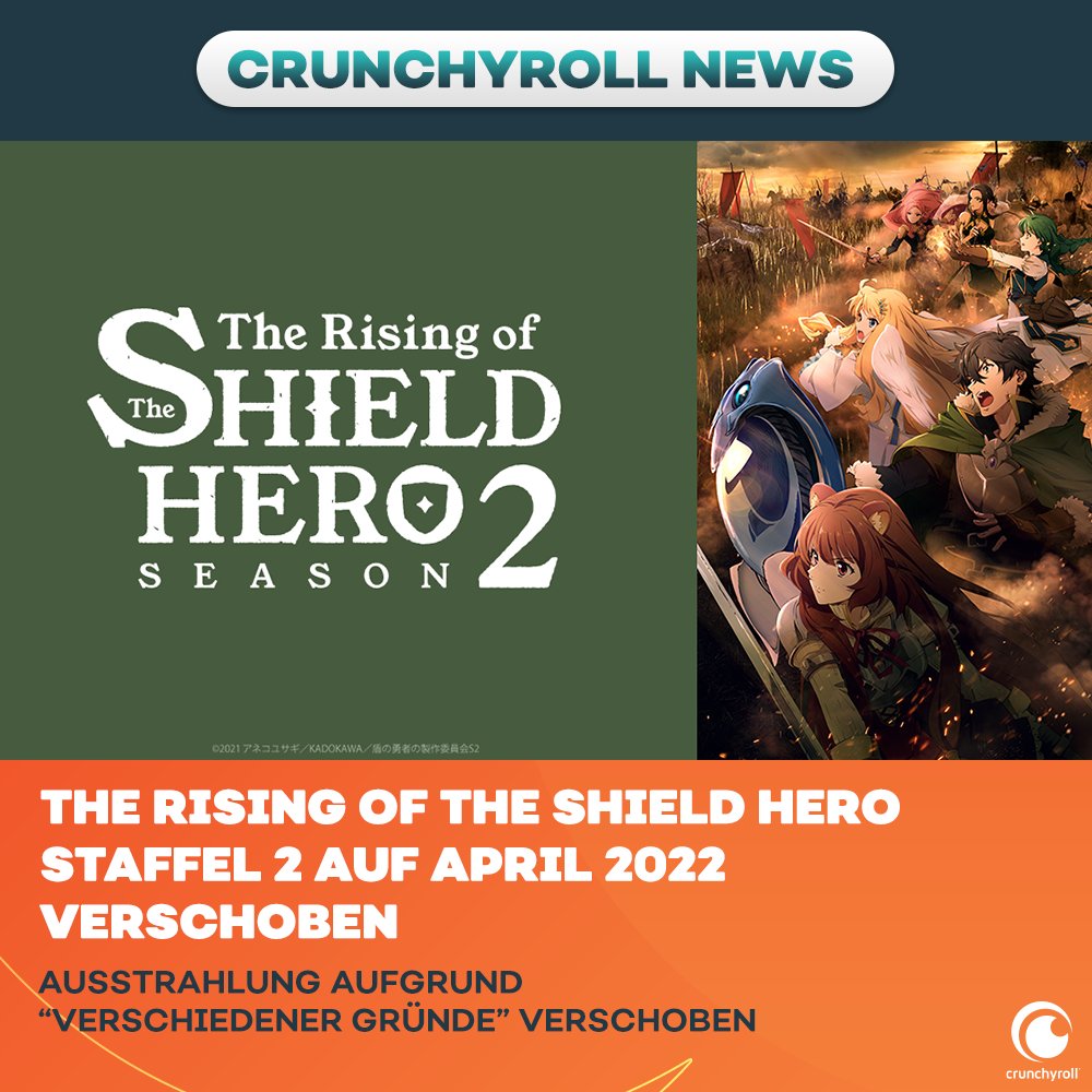 Crunchyroll_de's tweet image. NEWS: The Rising of the Shield Hero Staffel 2 auf April 2022 verschoben

🛡️Alle Details &amp;gt;&amp;gt; got.cr/ShieldHeroDelay