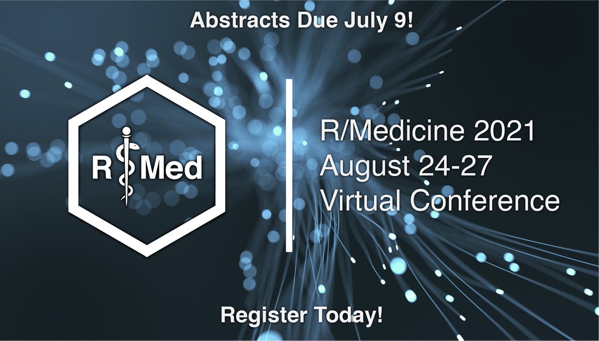 <a href="/r_medicine/">R Medicine</a> <a href="/ibddoctor/">Peter Higgins</a> @wibeasley <a href="/kennethmclean92/">Kenneth McLean</a> <a href="/tladeras/">Ted Laderas @tladeras@vmst.io</a> <a href="/chendaniely/">Dⓐniel Chen 🐍🏴‍☠️</a> <a href="/MaraAlexeev/">Mara Alexeev</a> <a href="/ProCogia/">ProCogia</a> 2/2

8/25:

1. Mapping Spatial Health Data by @maryniakolak

2. RMd for Reproducible Research by <a href="/apreshill/">Alison Hill</a> and <a href="/StephanKadauke/">Stephan Kadauke, MD, PhD</a>

Sign-ups for workshops will be sent out ~2 weeks before the conference to registered participants.

Register today! -> r-medicine.org