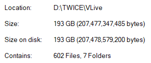 twicebot_'s tweet photo. I have added ~600 new VLives to the archive (~200GB). You can check out the VLive archive here:
🔗 https://t.co/u4UnQ4ibE7

The VLive archive now contains about 2,400 VLives (~700GB). Subtitles are available if you download the file and VLive had them when I downloaded it. https://t.co/WgT91Jh5ob