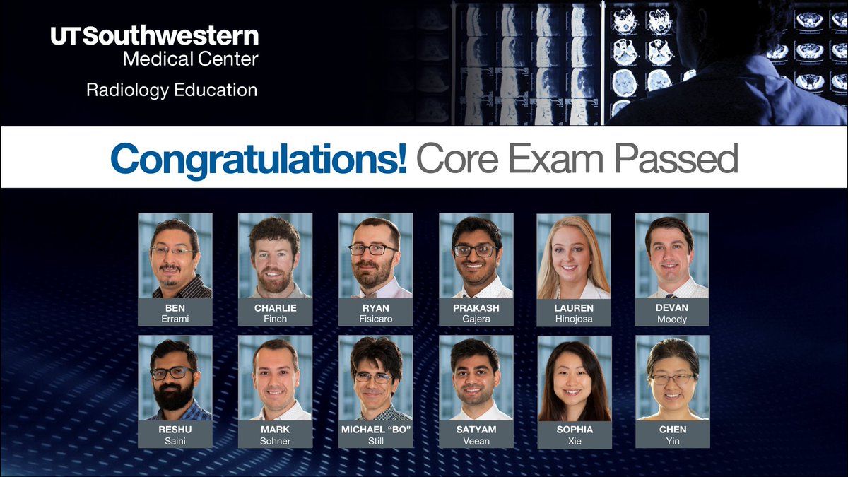 UTSW Radiology Residencies (@utsw_radres) on Twitter photo Congratulations to our seniors who took the Core exam in June! 100% pass rate! We're so fortunate to have watched you grow towards this exceptional milestone🤗 <a href="/UTSW_Radiology/">UTSW Radiology</a> <a href="/RofskyMD/">Neil Rofsky, MD, MHA</a> <a href="/leyendecker_rad/">John Leyendecker</a> <a href="/KarunaMRaj/">Karuna M. Raj, MD</a> @prakationary <a href="/smoody610/">Devan Moody</a> <a href="/satyamvmd/">Satyam Veean MD</a> <a href="/redoitall/">Mounir Errami</a> Congratulations to our seniors who took the Core exam in June! 100% pass rate! We're so fortunate to have watched you grow towards this exceptional milestone🤗 <a href="/UTSW_Radiology/">UTSW Radiology</a> <a href="/RofskyMD/">Neil Rofsky, MD, MHA</a> <a href="/leyendecker_rad/">John Leyendecker</a> <a href="/KarunaMRaj/">Karuna M. Raj, MD</a> @prakationary <a href="/smoody610/">Devan Moody</a> <a href="/satyamvmd/">Satyam Veean MD</a> <a href="/redoitall/">Mounir Errami</a>