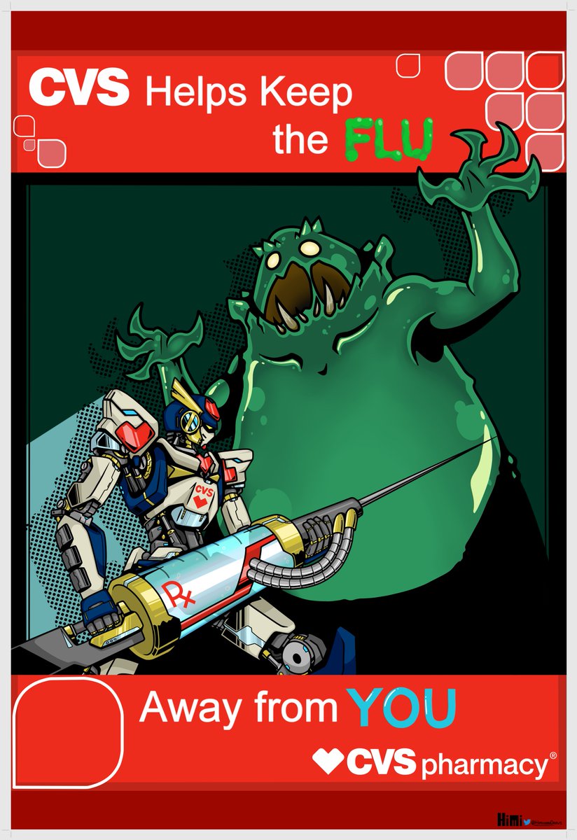 HimichouDraws's tweet photo. Poster I did for flu season last year~! Not a big fan of CVS, but i'm pretty happy with the poster Lol https://t.co/ex9twNHZJp