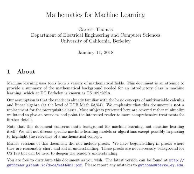 KirkDBorne's tweet photo. Download Free eBook (47-page PDF) — The #Mathematics needed in preparation for an introductory class in #MachineLearning : https://t.co/gnaVJX9hyG 
————
#BigData #DataScience #DeepLearning #DataMining #AppliedMathematics #AI #Algorithms #Statistics #LinearAlgebra #Calculus #abdsc https://t.co/TsAyQO2oym