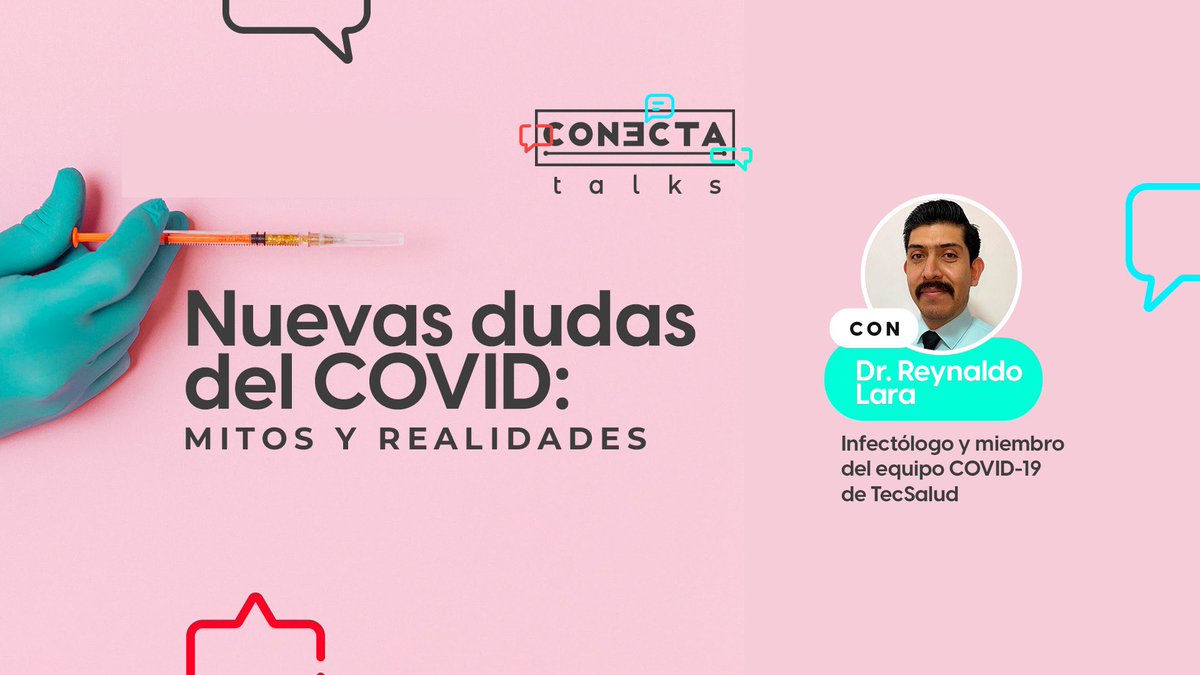 ConectaTECmx's tweet photo. ¿Ya soy inmune después de vacunarme? 💉 ¿Qué son las nuevas variantes Delta del #COVID? 🦠
El Dr. Reynaldo Lara, miembro del equipo COVID de @tecsaludmx, responde a las nuevas preguntas de la pandemia.
Ve este #CONECTAtalks en https://t.co/fBcASbunLC hoy a las 🕖 21:00 hrs. https://t.co/hi6pYDdDN7