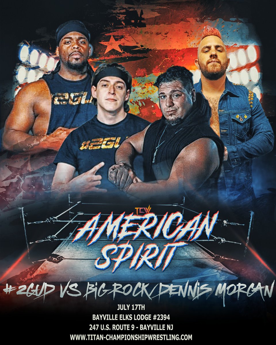 TiTanChampions1's tweet photo. MATCH ANNOUNCEMENT
Tag team action as #2gud takes on the team of Big Rock and Dennis Morgan.
https://t.co/eU8vqONDk7
#AEWDynamite #AEW #WWE #wrestling #prowrestling #WrestlingCommunity #Jerseyshore #AEWRoadRager https://t.co/jVLxpwaQhH